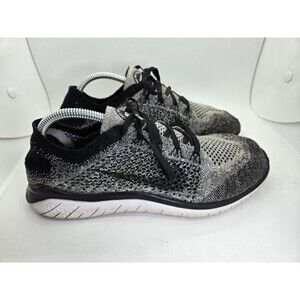 Nike Free RN Flyknit Shoes Mens 9.5 Black Oreo Running Athletic Workout Sneakers